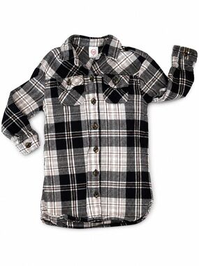 Kids Black & Gray Plaid Flannel